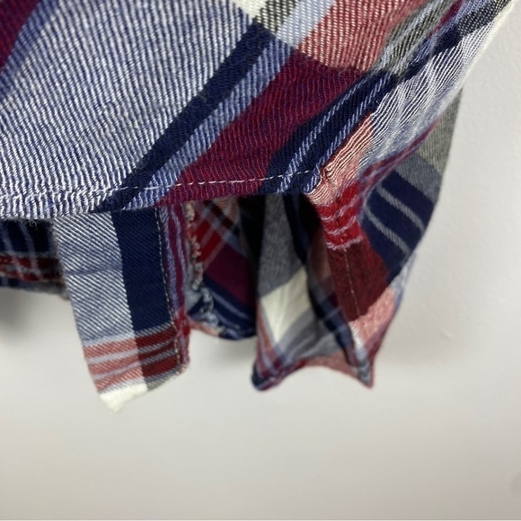 SAM Edelman Riley Blue Red Plaid Lace Back Button Down Shirt Medium - Picture 11 of 15